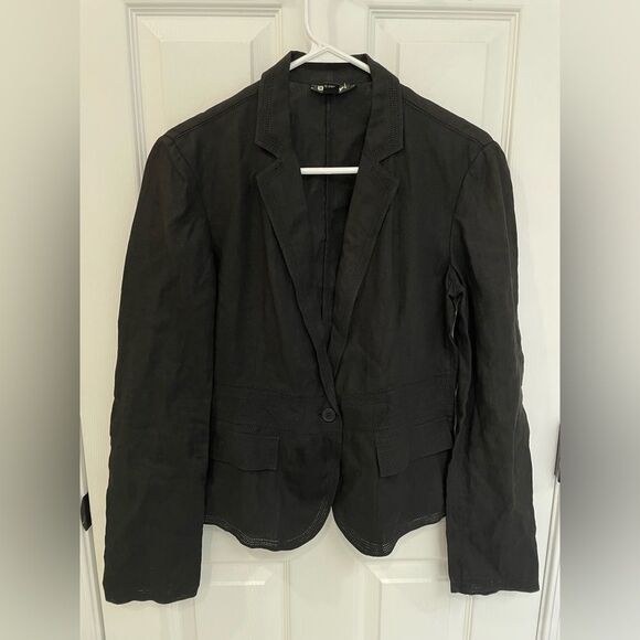 DKNY 100% Linen Black Single Button Blazer Women’s Size 8 - Picture 1 of 9